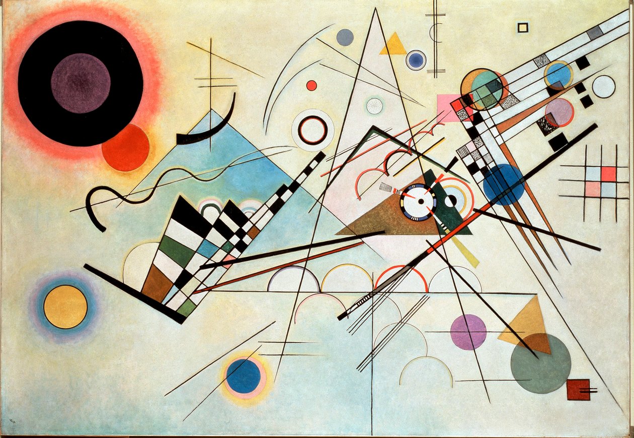 Vassily Kandinsky (या Wassily Kandinski या Kandinskij, 1866-1944) की रचना VIII पेंटिंग 1915 सूर्य। 201x140 सेमी न्यूयॉर्क, गुगेनहाइम संग्रहालय द्वारा वासिली कैंडिंस्की