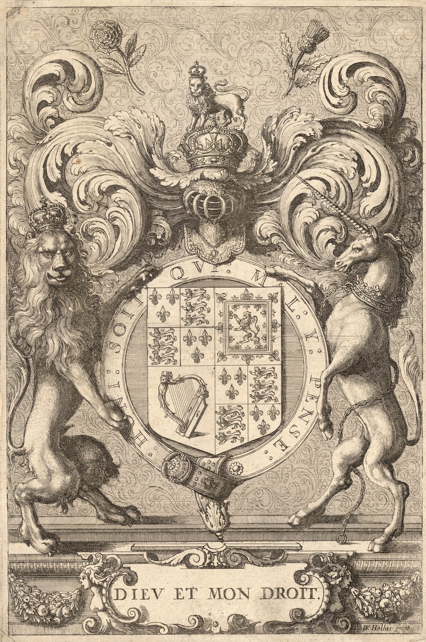 अंग्रेजी शाही हथियार (1660 - 1689)। राज्य २ द्वारा Wenceslaus Hollar