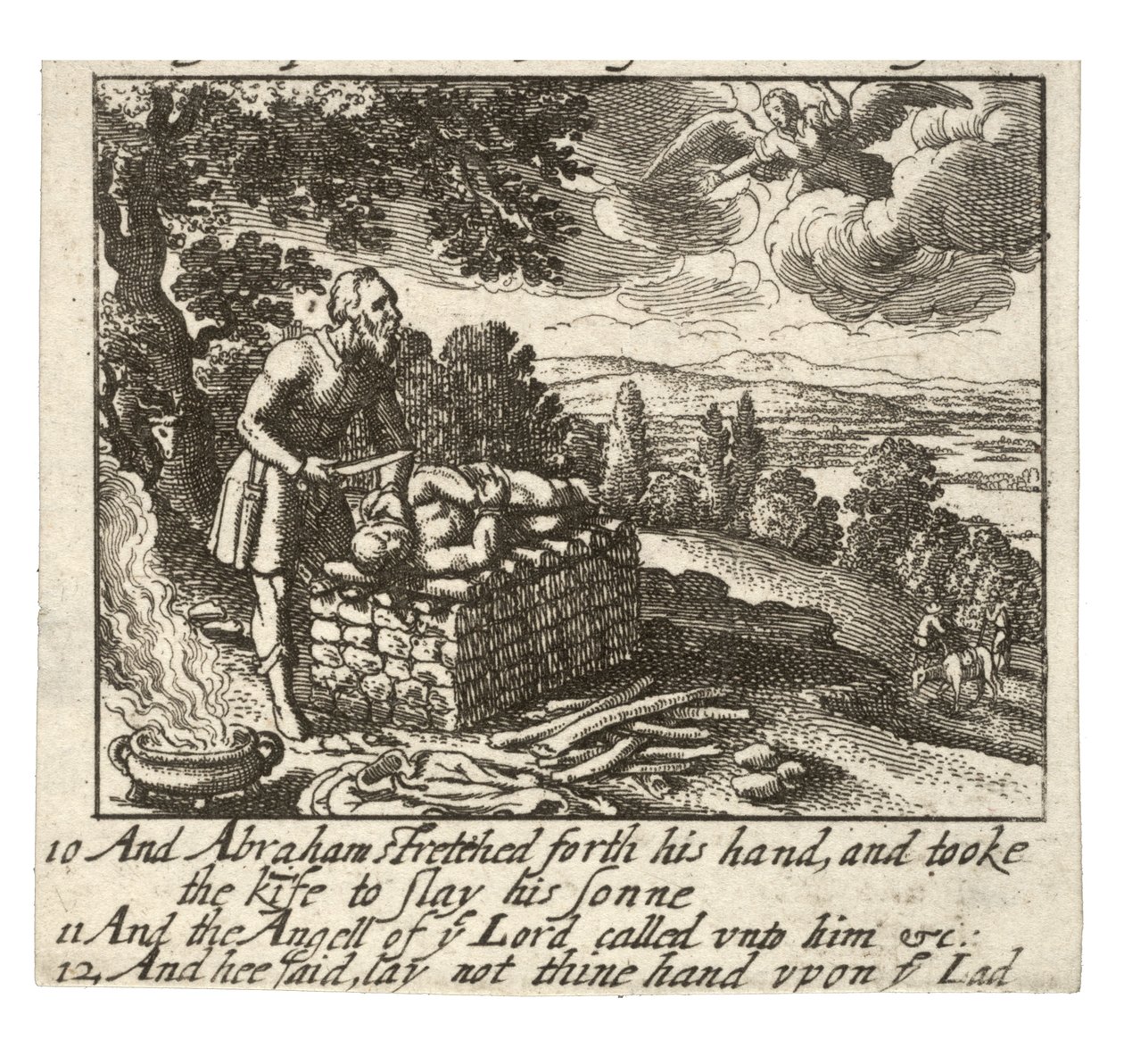 हैगर और इसहाक का बलिदान। राज्य २ द्वारा Wenceslaus Hollar