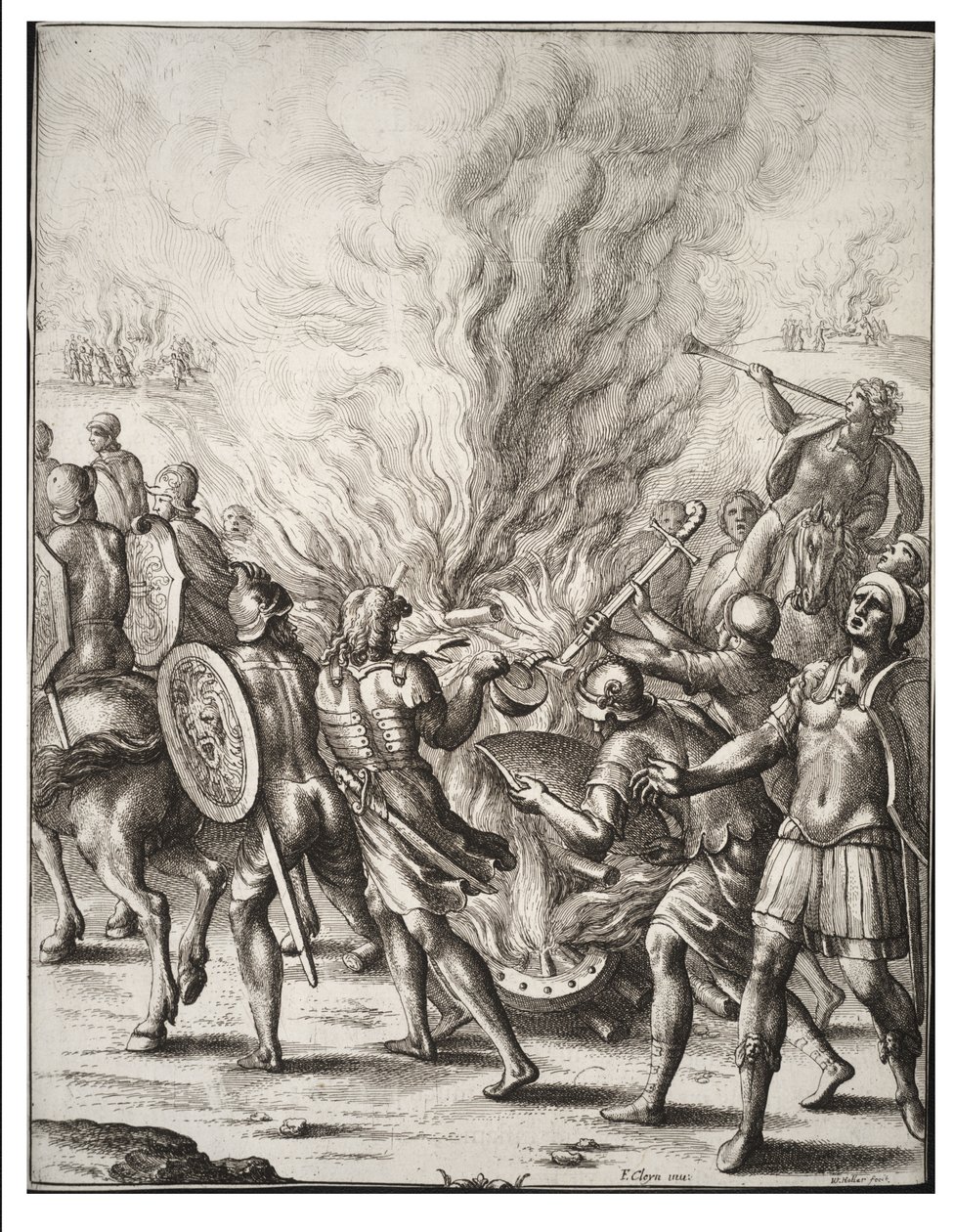 ट्रोजन ने अपने मृतकों का अंतिम संस्कार किया। राज्य १ द्वारा Wenceslaus Hollar