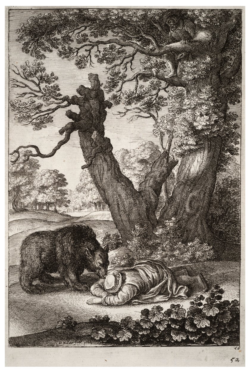 वनवासी और भालू। राज्य १ द्वारा Wenceslaus Hollar