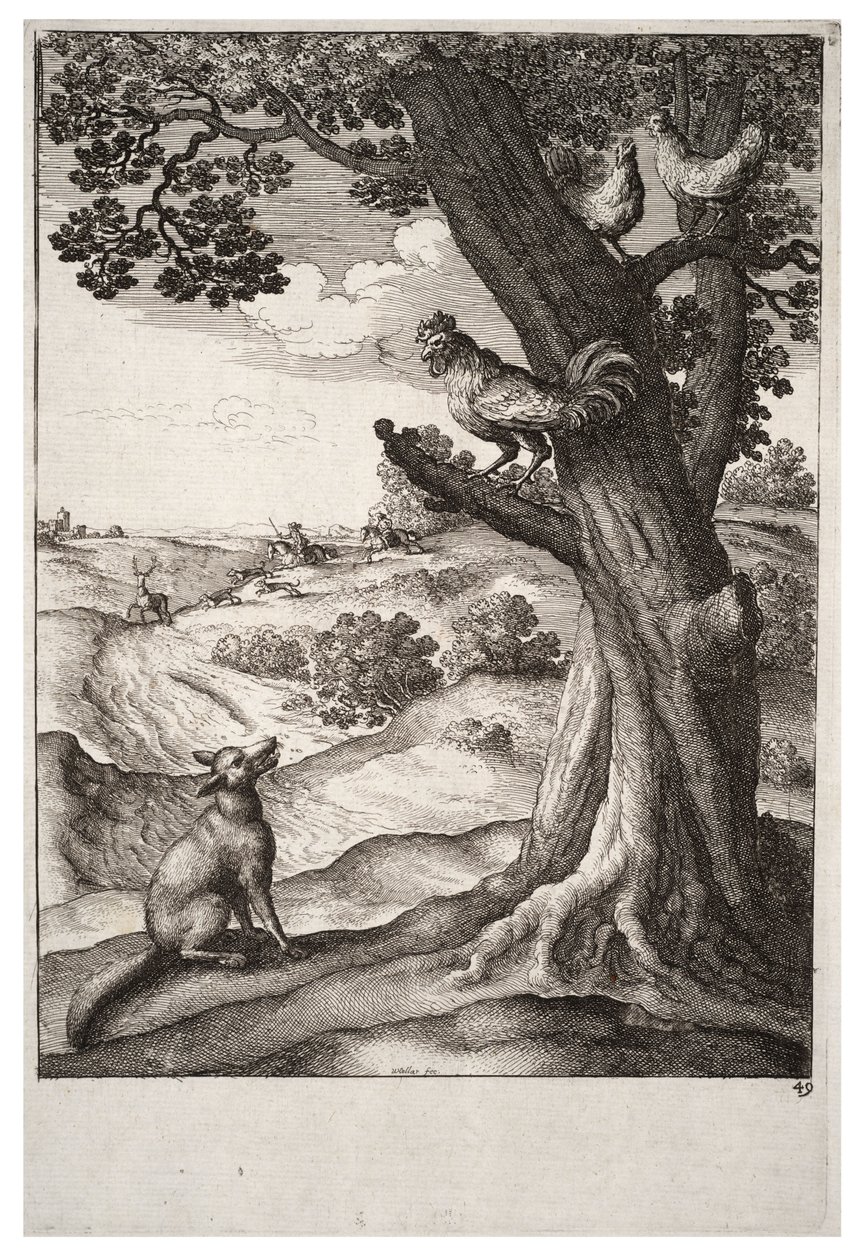 लोमड़ी और मुर्गा द्वारा Wenceslaus Hollar