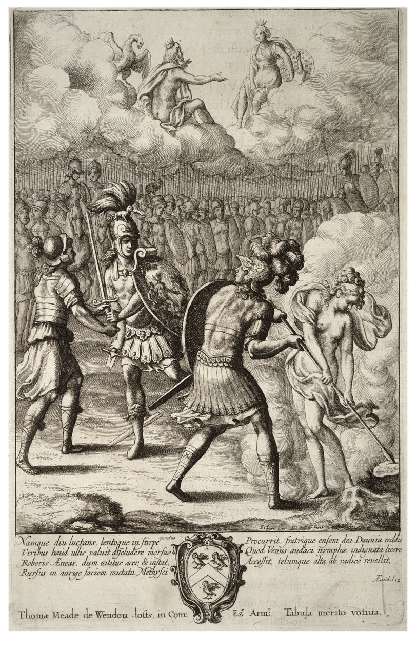 Aeneas और Turnus की अंतिम लड़ाई। राज्य १ द्वारा Wenceslaus Hollar