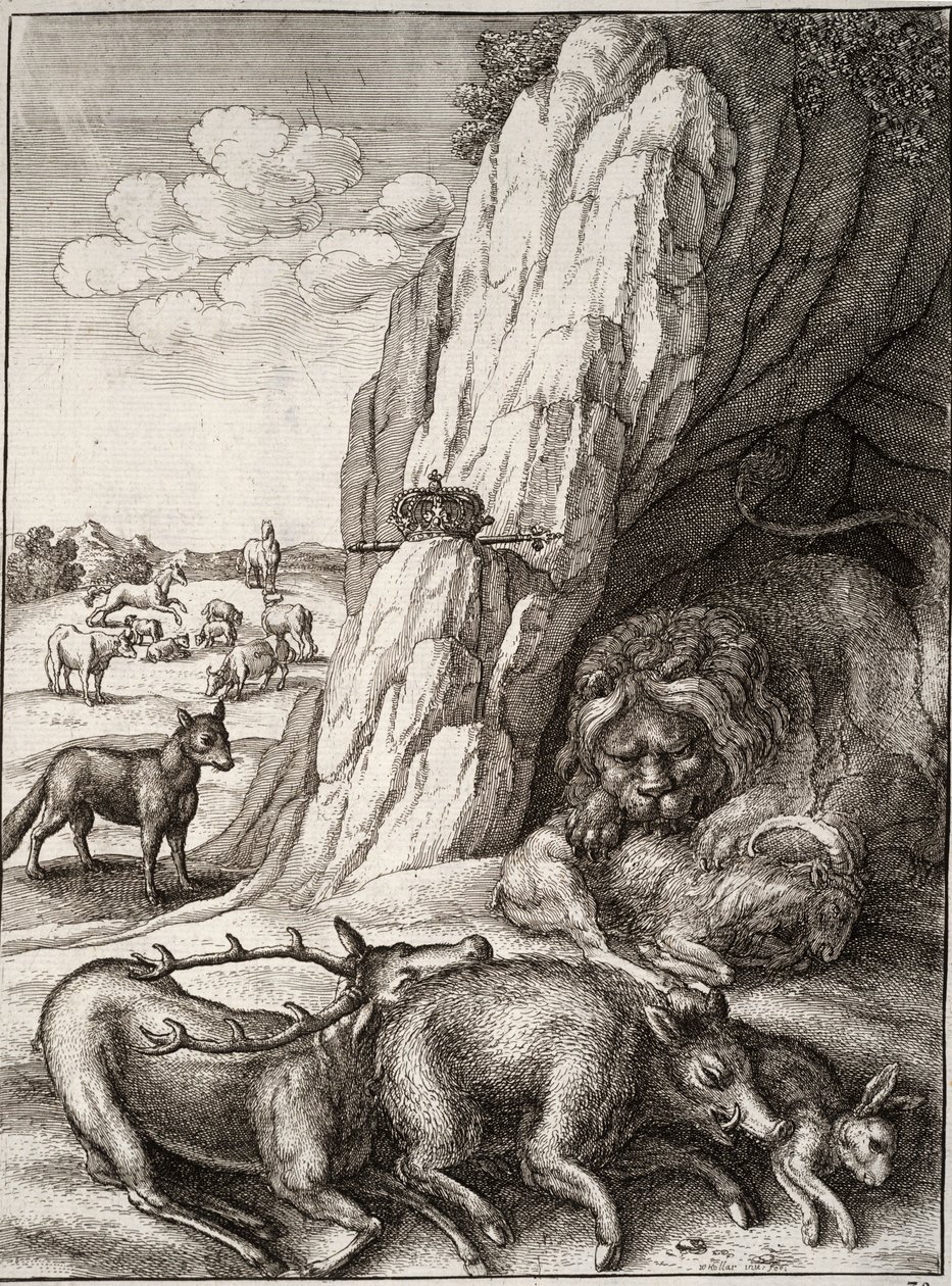 बीमार शेर द्वारा Wenceslaus Hollar