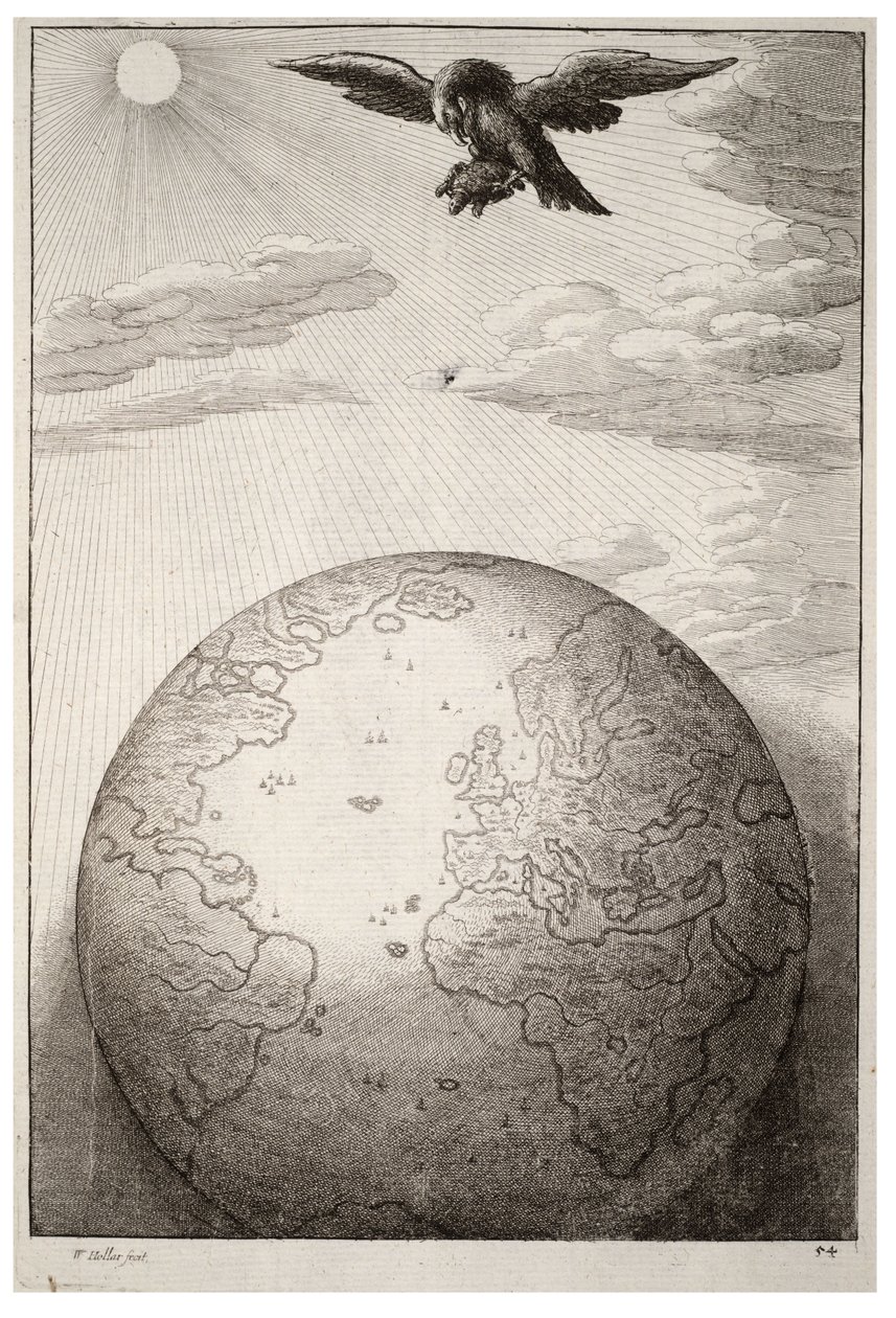 कछुआ और चील। राज्य १ द्वारा Wenceslaus Hollar