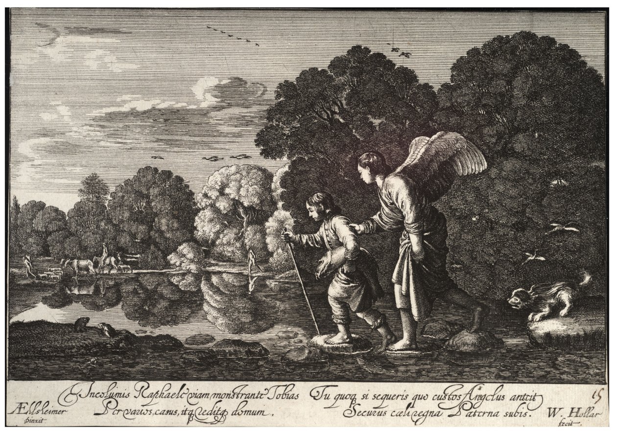 टोबियास और एंजेल। राज्य १ द्वारा Wenceslaus Hollar