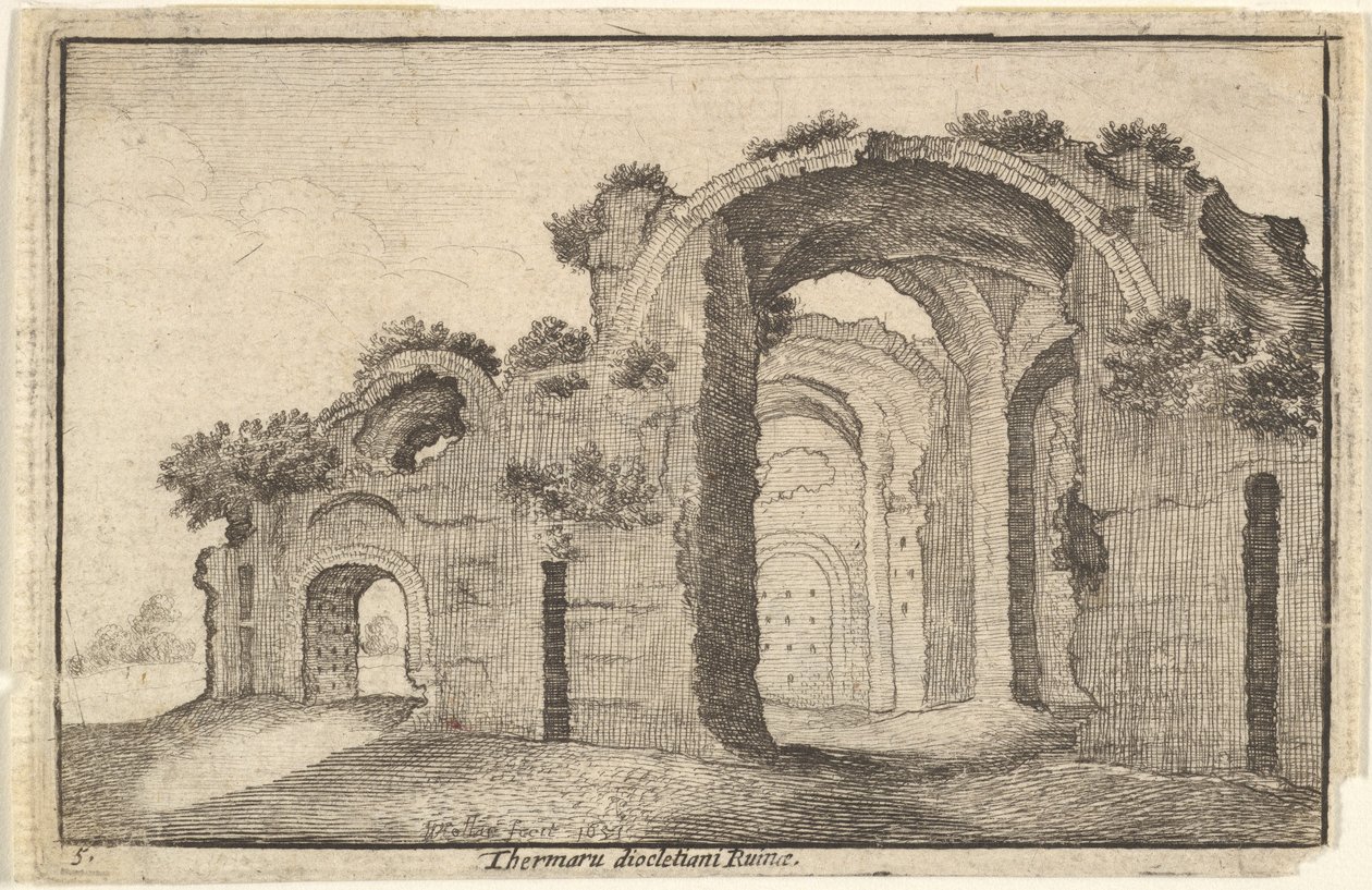 डायोक्लेटियन, रोम के स्नान, 17 वीं शताब्दी। द्वारा Wenceslaus Hollar