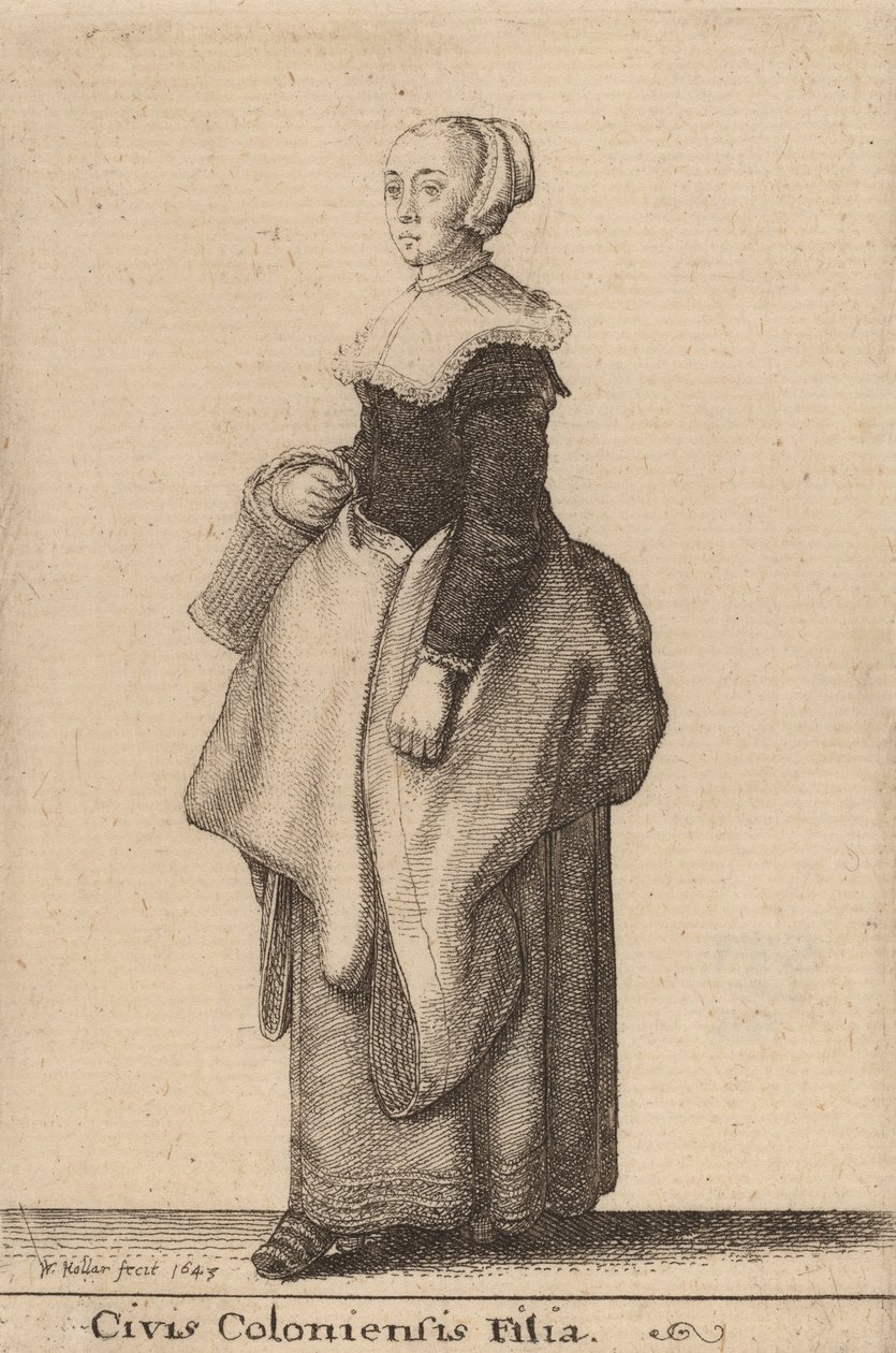 कोलोन की नागरिक बेटी, 1643। द्वारा Wenceslaus Hollar