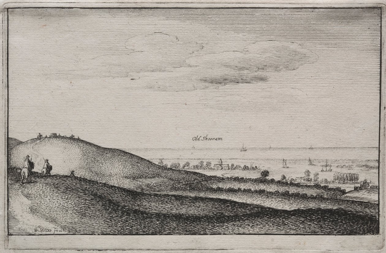 अंग्रेजी दृश्य: पुराना शोरम, 1645। द्वारा Wenceslaus Hollar