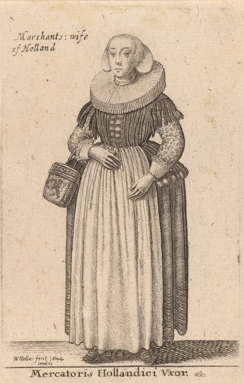 डच मर्चेंट की पत्नी, 1644। द्वारा Wenceslaus Hollar