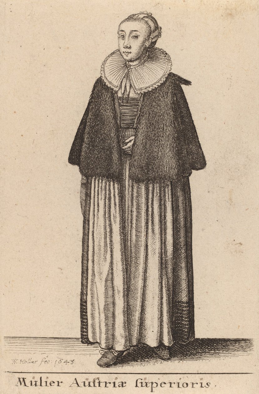 ऊपरी ऑस्ट्रिया की एक महिला, 1643। द्वारा Wenceslaus Hollar
