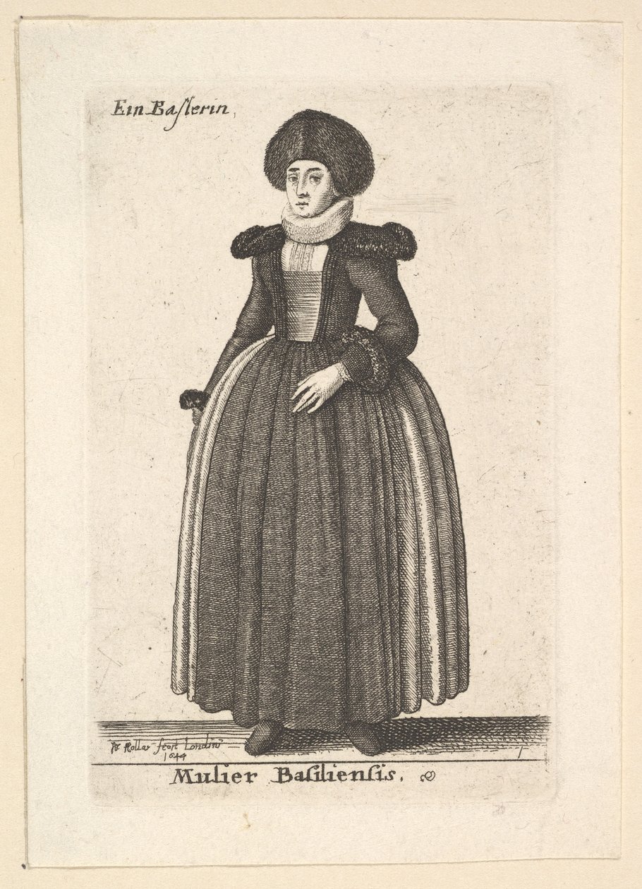 औरत बेसल, बेसल 1644 की महिला। द्वारा Wenceslaus Hollar