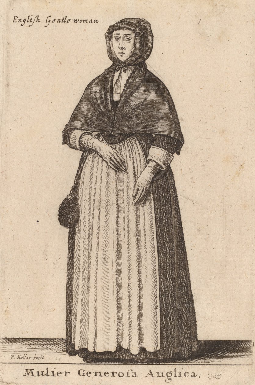 एक उदार अंग्रेजी महिला, 1643। द्वारा Wenceslaus Hollar