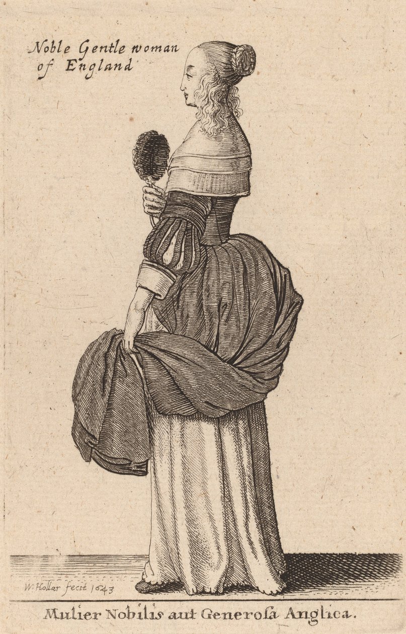 एक महान या उदार अंग्रेजी महिला, 1643। द्वारा Wenceslaus Hollar
