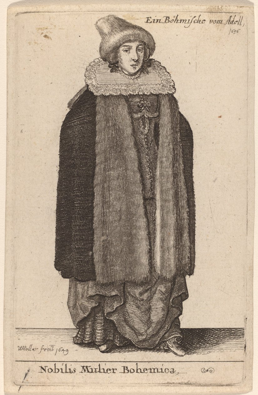 एक कुलीन बोहेमियन महिला द्वारा Wenceslaus Hollar