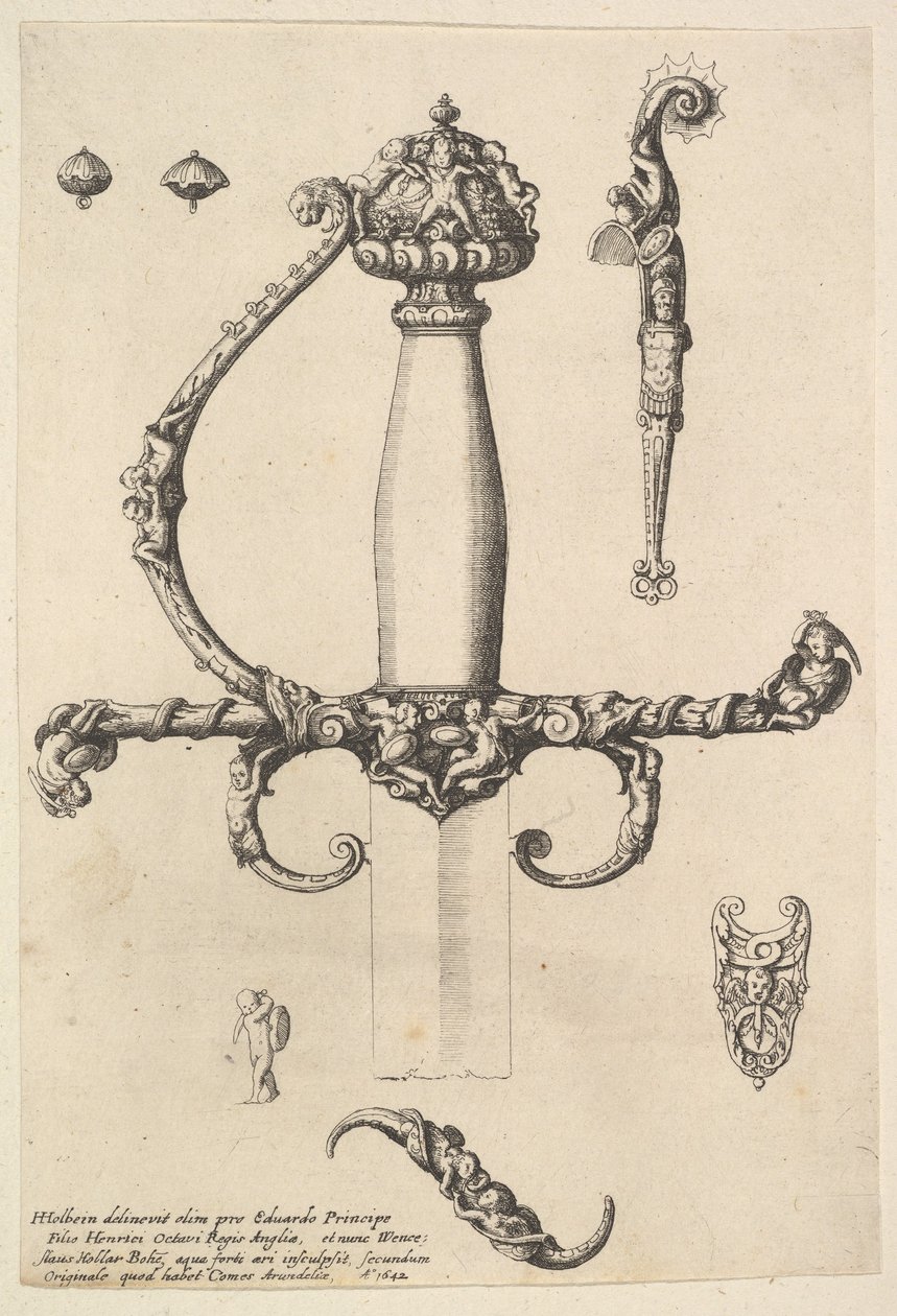 सजावटी तलवार का झुकाव, 1642। द्वारा Wenceslaus Hollar