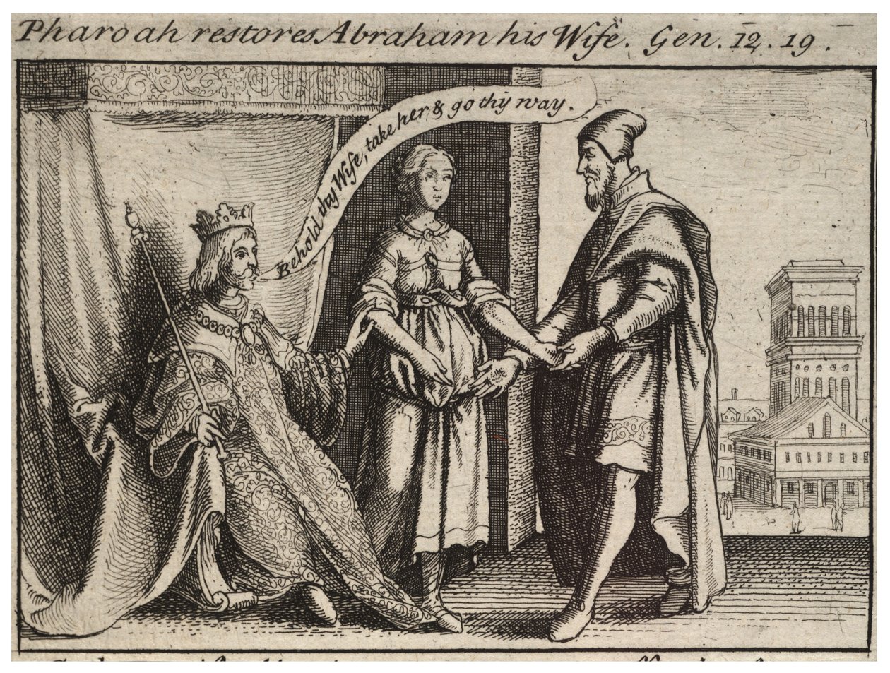 सारा इब्राहीम के पास लौट आई। राज्य 2 द्वारा Wenceslaus Hollar
