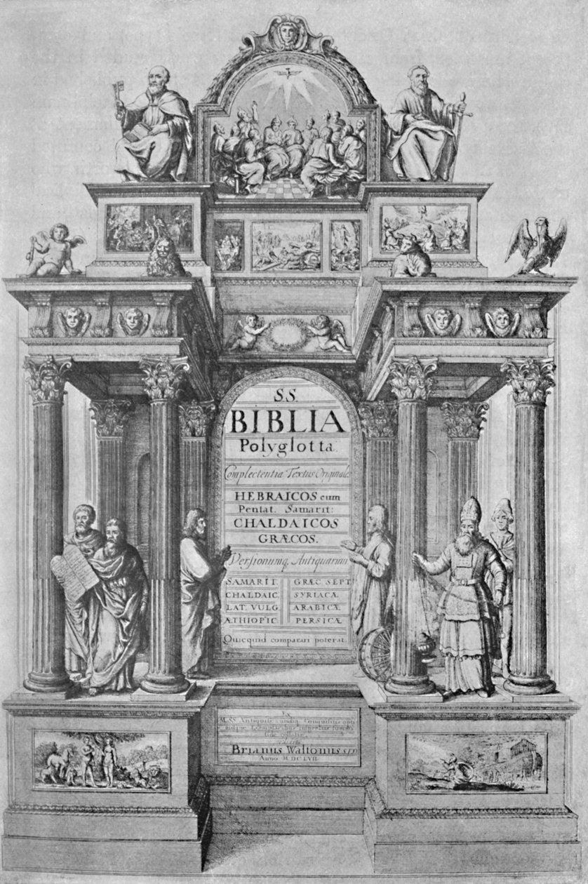 वॉल्टन पॉलीग्लोट बाइबिल का शीर्षक-पृष्ठ, १६५t, १ ९ ०४ द्वारा Wenceslaus Hollar