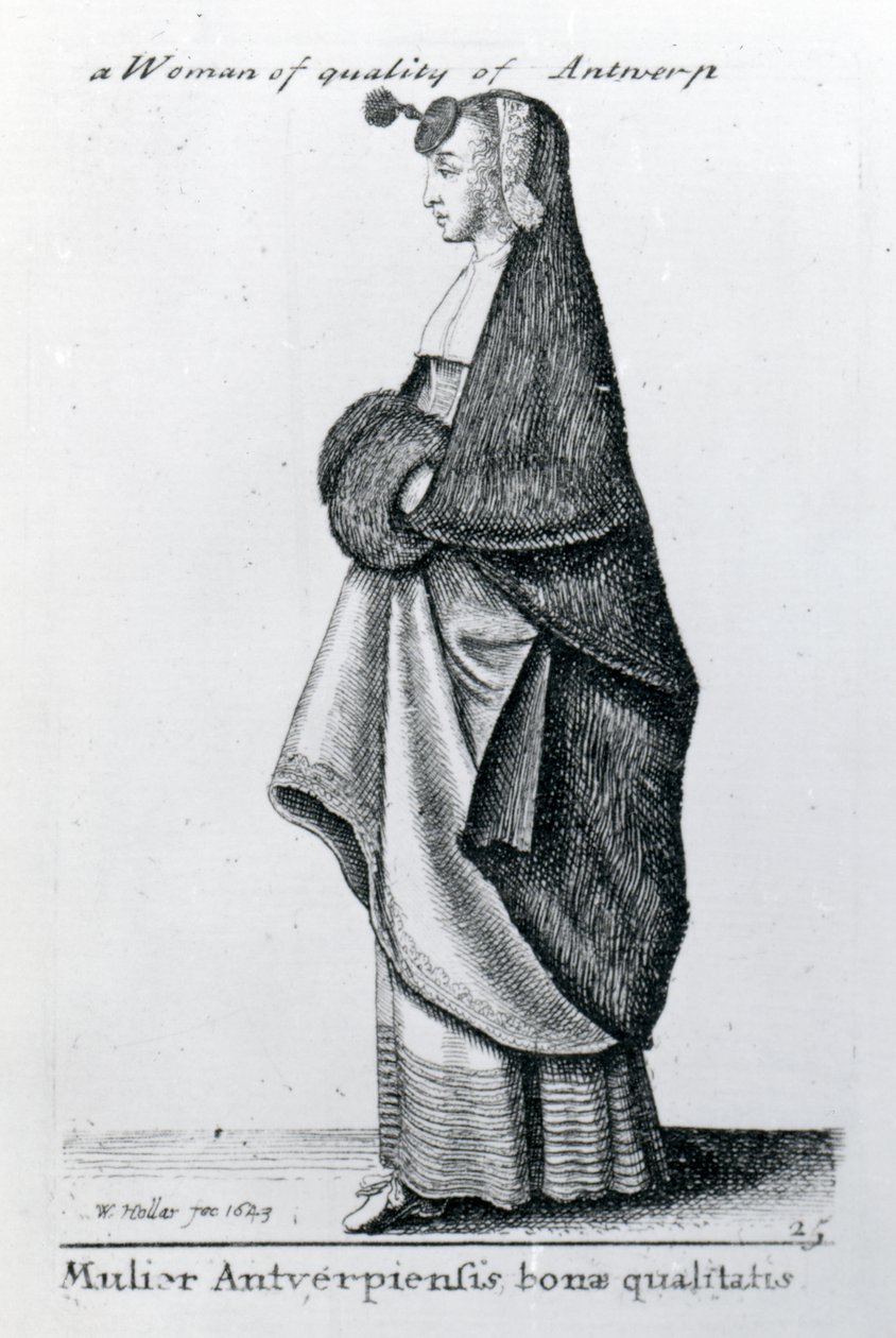 एंटवर्प से गुणवत्ता की महिला, 1643 द्वारा Wenceslaus Hollar