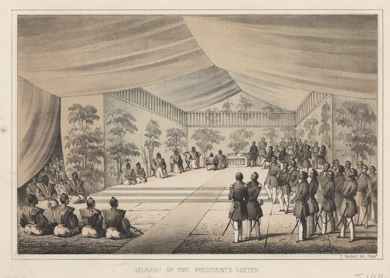 राष्ट्रपति के पत्र की डिलीवरी, 1855 द्वारा विल्हेम जोसेफ हेन