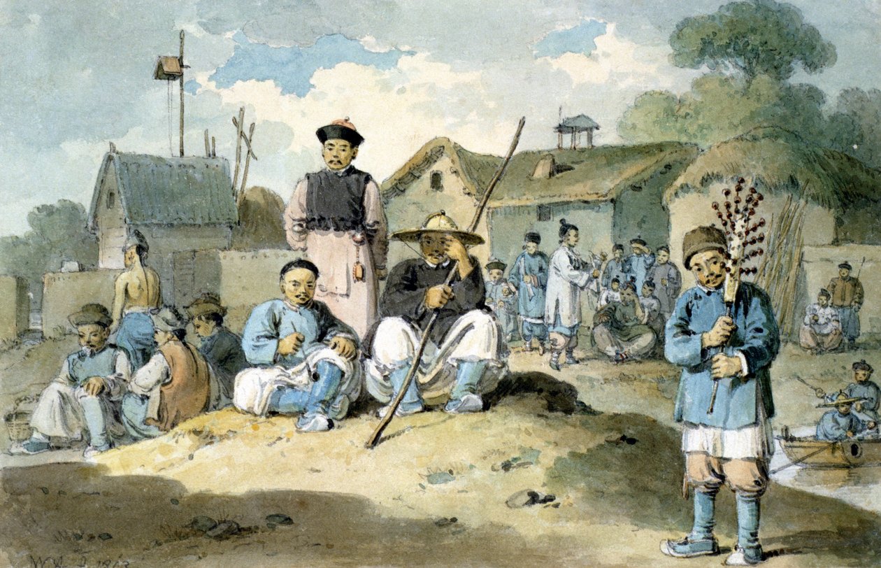 एक नदी के किनारे पर चीनी का एक समूह, अर्ल मैकार्टनी का दूतावास पास, 1793 देख रहा था द्वारा विलियम अलेक्जेंडर