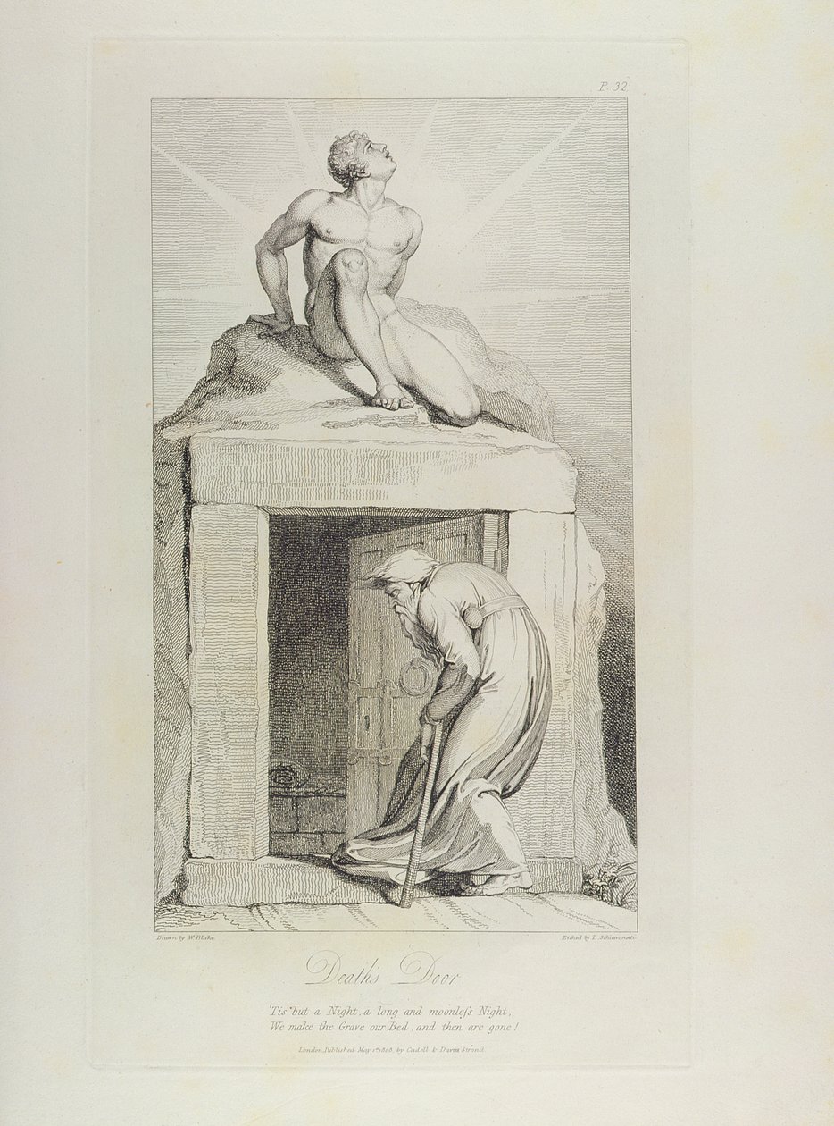 डेथ डोर, pl.12, विलियम ब्लेक द्वारा &39;द ग्रेव, ए पोम&39; का चित्रण, लुइगी शियावोनेटी (1765-1810), 1808 द्वारा उकेरा गया द्वारा विलियम ब्लेक