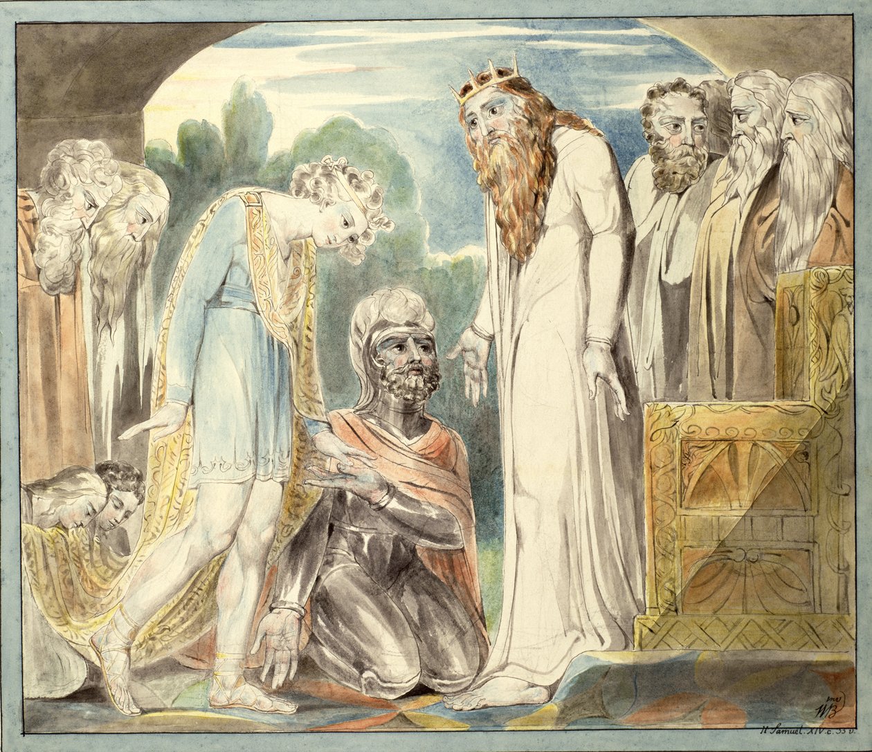 अबशालोम का क्षमा, c.1800-1803 (कागज पर काली सीसा पर पेन डीसी द्वारा विलियम ब्लेक