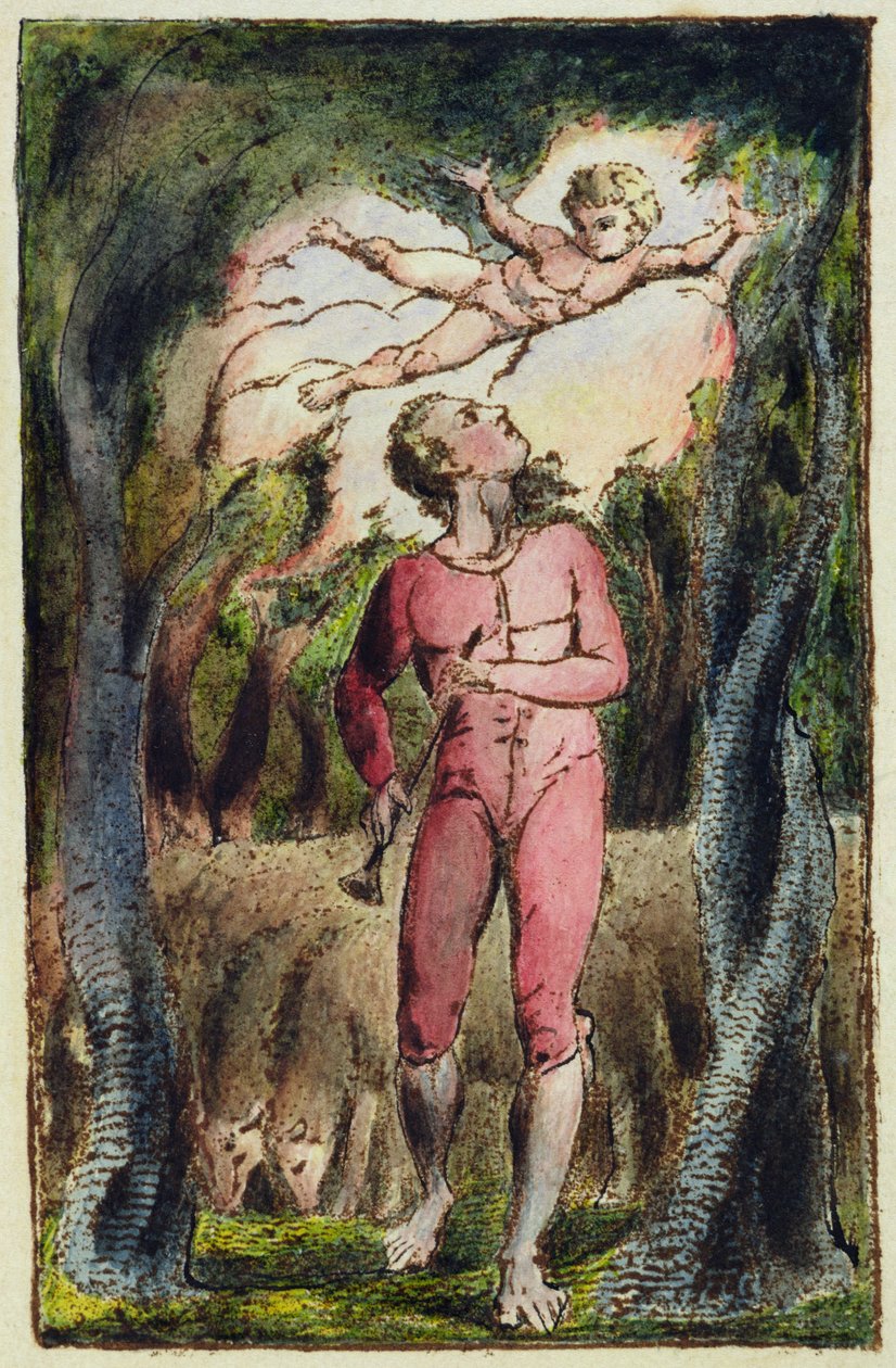 प्लेट 1 &39;मासूमियत और अनुभव के गीत&39; से (बेंटले 2) 1789-74 (कलम और wc के साथ राहत नक़्क़ाशी) द्वारा विलियम ब्लेक
