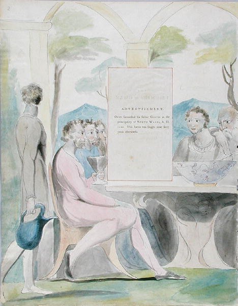 ओवेन की विजय, थॉमस ग्रे की कविताओं से 88 का डिज़ाइन, 1797-98 (कलम और क्लिप के साथ wc) द्वारा विलियम ब्लेक