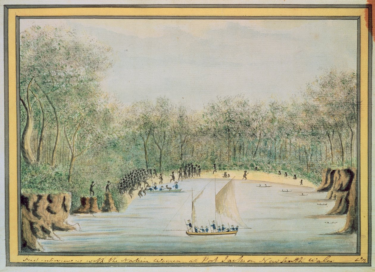 पोर्ट जैक्सन, न्यू साउथ वेल्स, 1788 में देशी महिलाओं के साथ पहला साक्षात्कार द्वारा विलियम ब्राडली