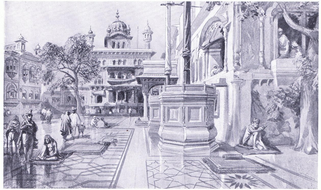 1864 ई। अमृतसर में स्वर्ण मंदिर में अकाल बुंगा द्वारा विलियम क्रीमिया सिम्पसन