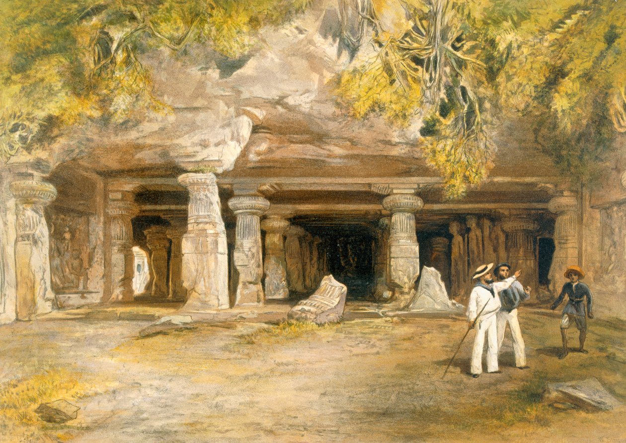 एलीफेंटा की गुफा, &39;इंडिया प्राचीन और आधुनिक&39;, 1867 से द्वारा विलियम क्रीमिया सिम्पसन