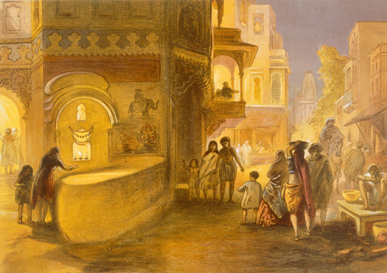 Ali इंडिया प्राचीन और आधुनिक ’, 1867 से द लैम्प्स या फेस्टिवल ऑफ लैम्प्स द्वारा विलियम क्रीमिया सिम्पसन