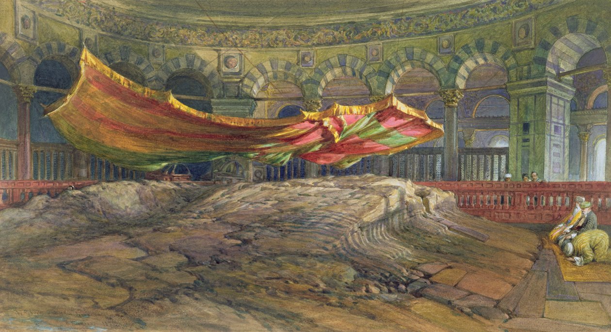 द शक्रा या पवित्र रॉक, यरूशलेम, 1876 (wc) द्वारा विलियम क्रीमिया सिम्पसन