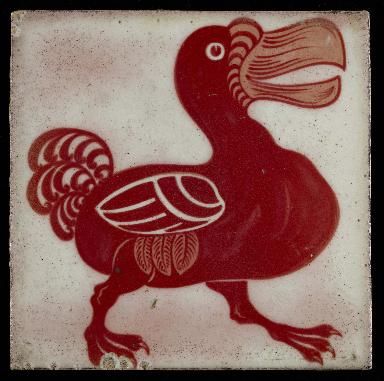 डोडो के साथ टाइल, 1882-1888 (लाल और सफेद lustreware) द्वारा विलियम डी मॉर्गन