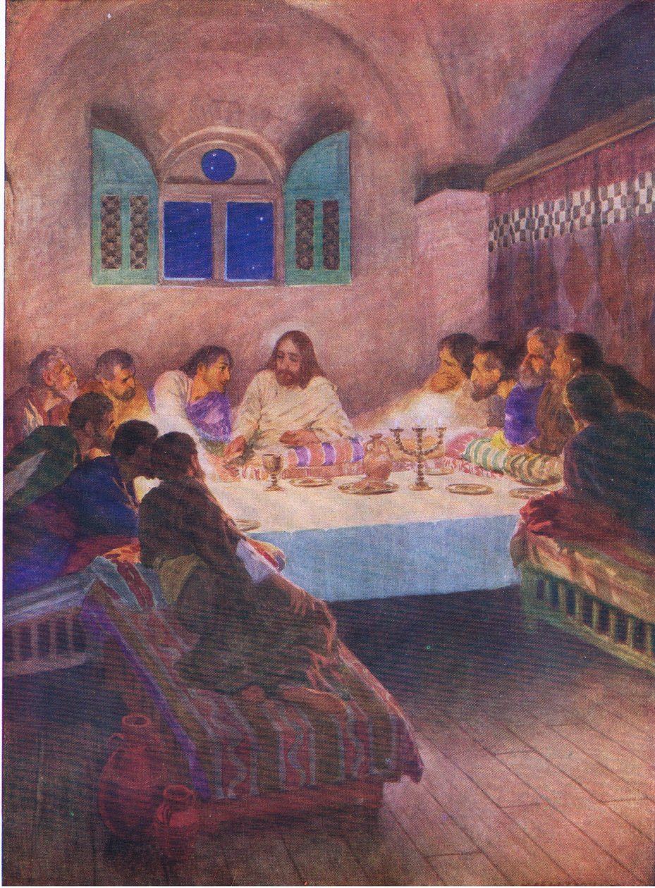 द लास्ट सपर, द बाइबल पिक्चर बुक से थॉमस नेल्सन द्वारा प्रकाशित, c.1950 द्वारा विलियम हेनरी मार्गेसन