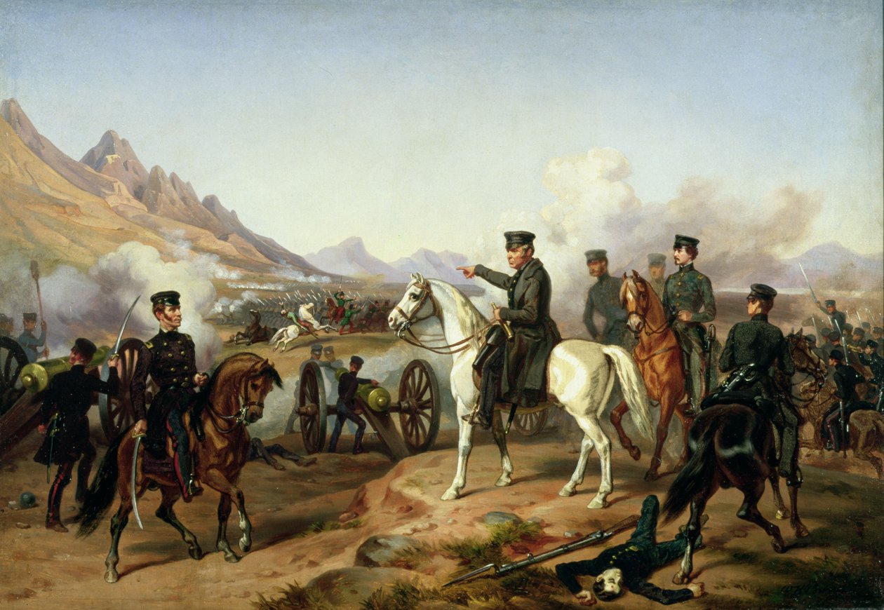 1847 में बुएना विस्टा की लड़ाई में जनरल जैचेरी टेलर द्वारा विलियम हेनरी पॉवेल