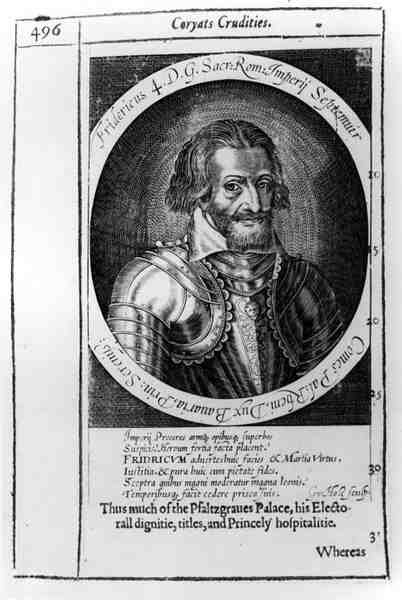 फ्रेडरिक IV (1415-1493) के पोर्ट्रेट, पवित्र रोमन सम्राट, कोरीटस क्रूडिटीज से पुस्तक चित्रण द्वारा विलियम होल