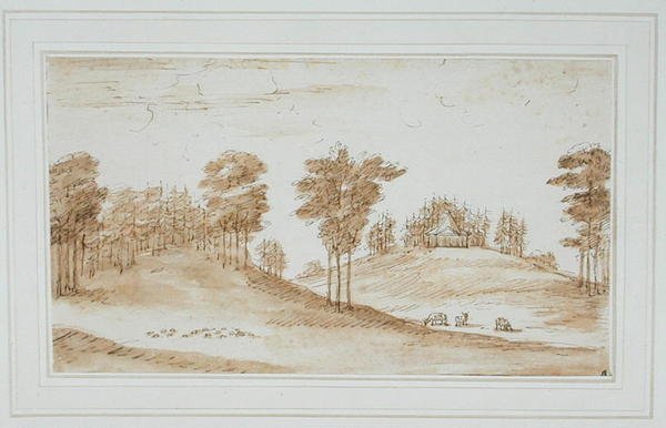 एक हिरण पार्क के लिए डिज़ाइन, c.1730s (कागज पर कलम और स्याही के साथ भूरा धो) द्वारा विलियम केंट