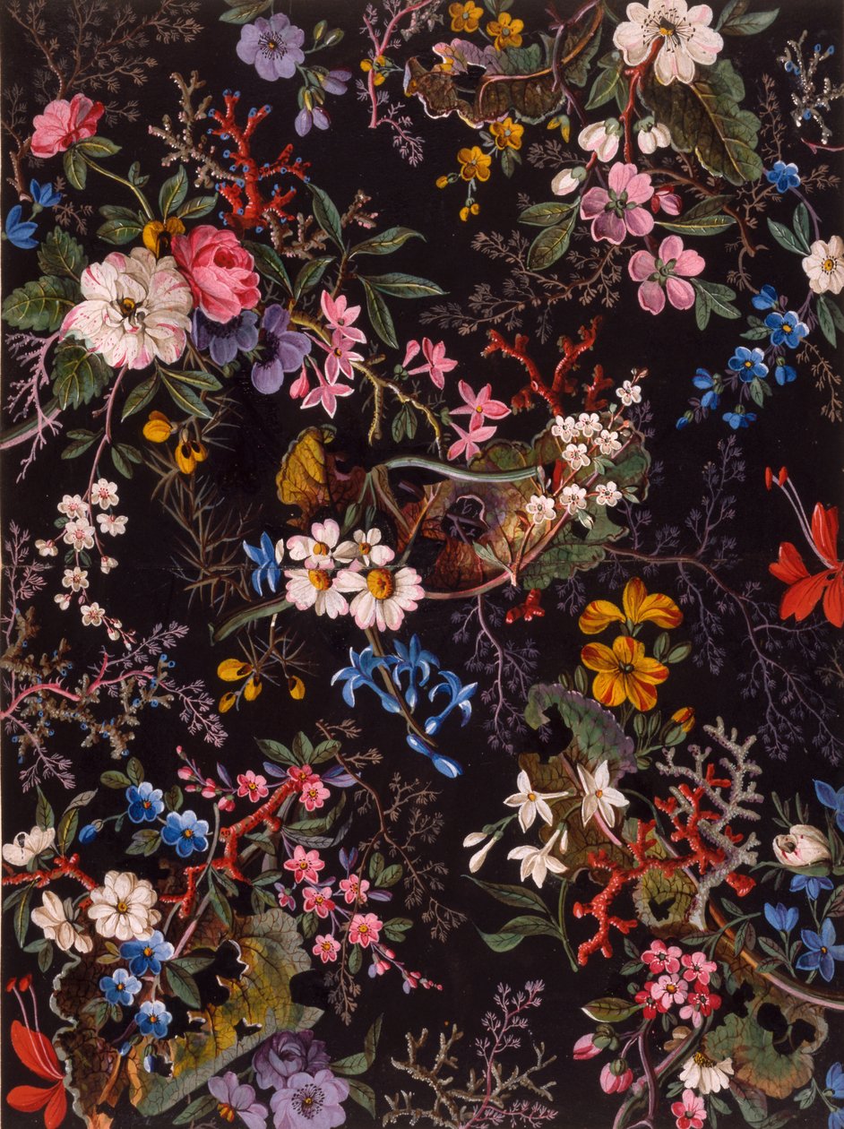 कपड़ा डिजाइन, c.1788-92 (कागज पर wc) द्वारा विलियम किलबर्न