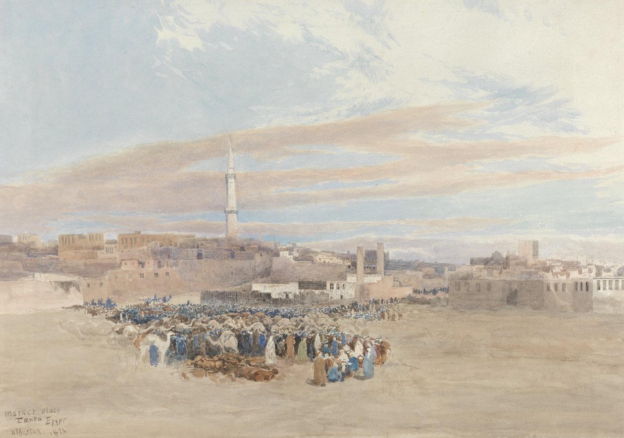 द मार्केट प्लेस, टांगा, मिस्र, 1874 (ग्रेफाइट पर wc) द्वारा विलियम पैटन बर्टन