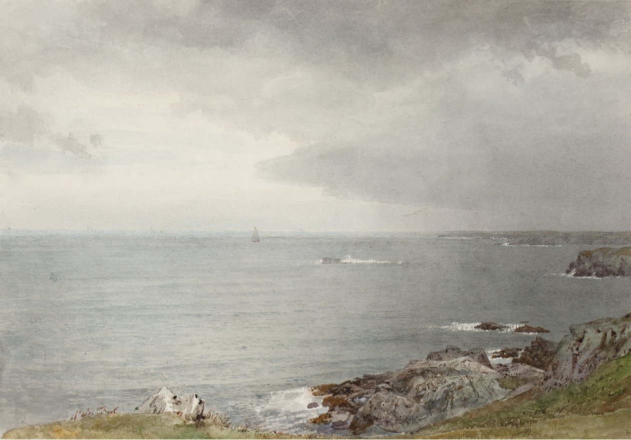 द कमिंग रेन, Narragansett Bay, c.1874-80 (ऑफ-व्हाइट वॉव पेपर पर wc) द्वारा विलियम ट्रॉस्ट रिचर्ड्स