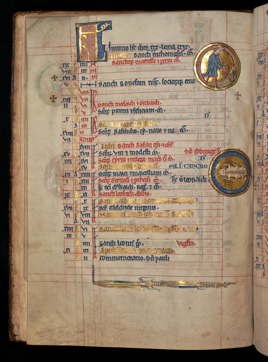 सुश्री 322 f.3v, जून, एक आदमी निराई, &39;डी Brailes Psalter&39; से चित्रण, c.1250 द्वारा विलियम डी ब्रेलेस