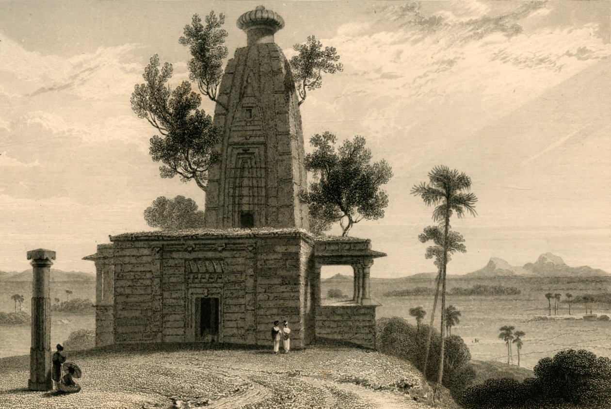 1835 में मुदुनपोर, सागर में हिंडू मंदिर। द्वारा विलियम डेनियल