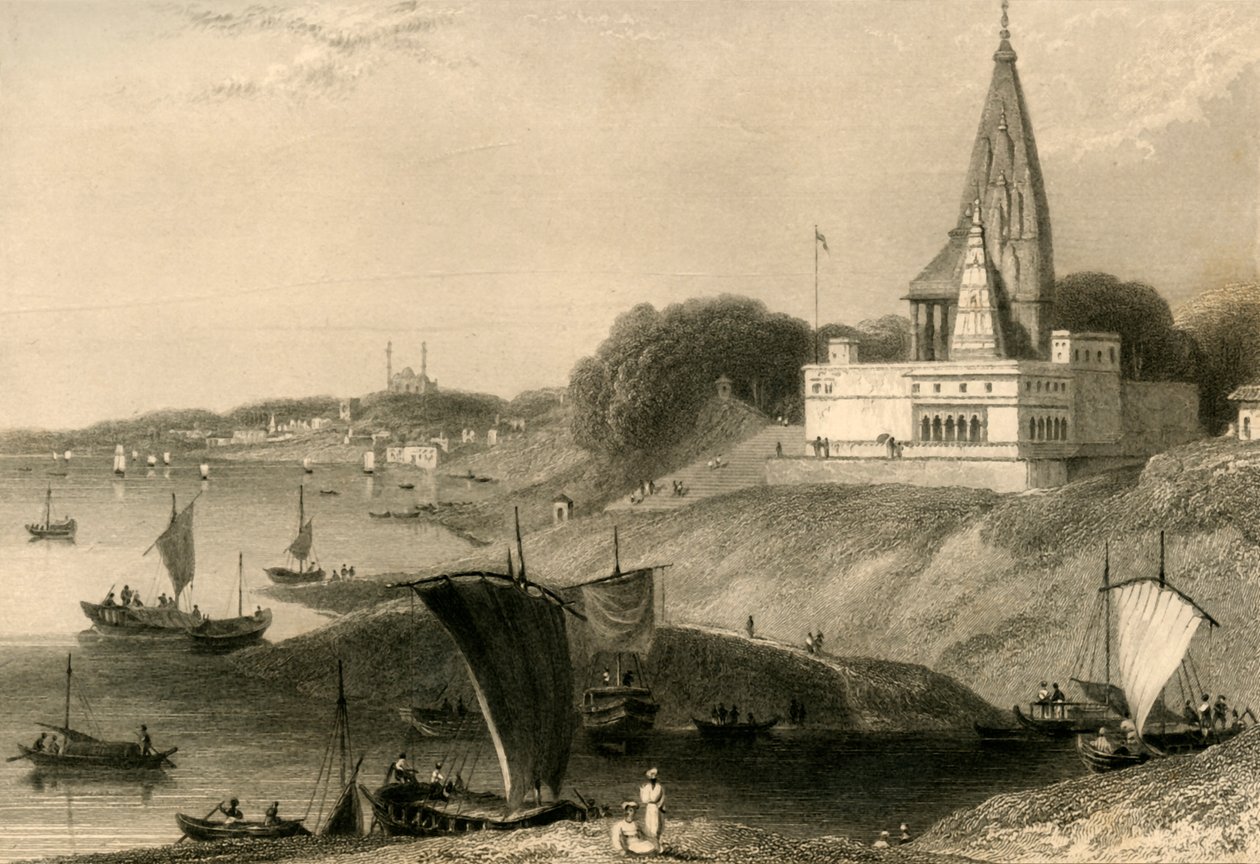 बर्नार पैगोडा, बनारस, 1835। द्वारा विलियम डेनियल
