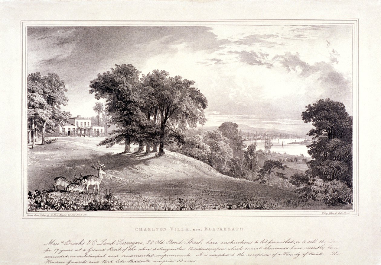 ब्लैकहीथ, ग्रीनविच, लंदन के पास चार्लटन हाउस, c1830। द्वारा विलियम डे