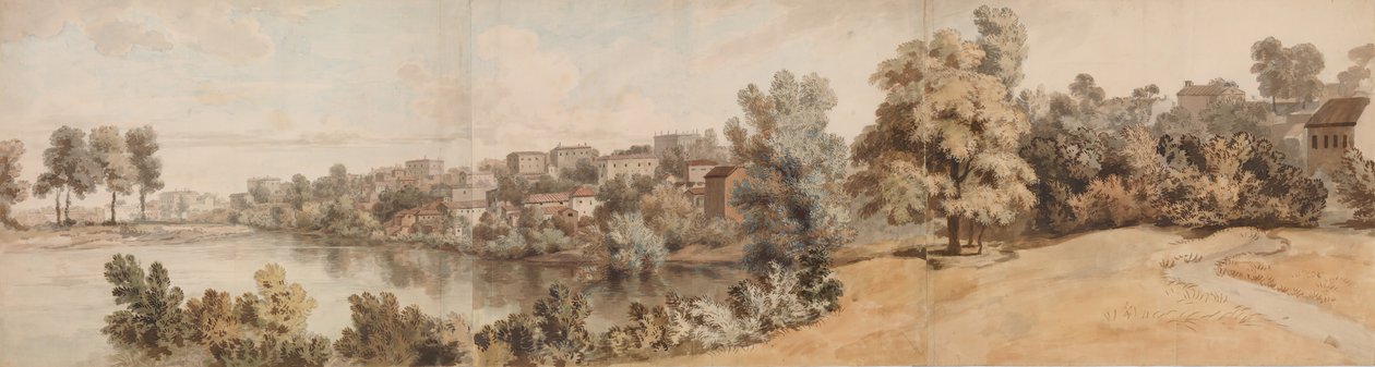इतालवी नदी लैंडस्केप, 1750-60। द्वारा विलियम टैवर्नर