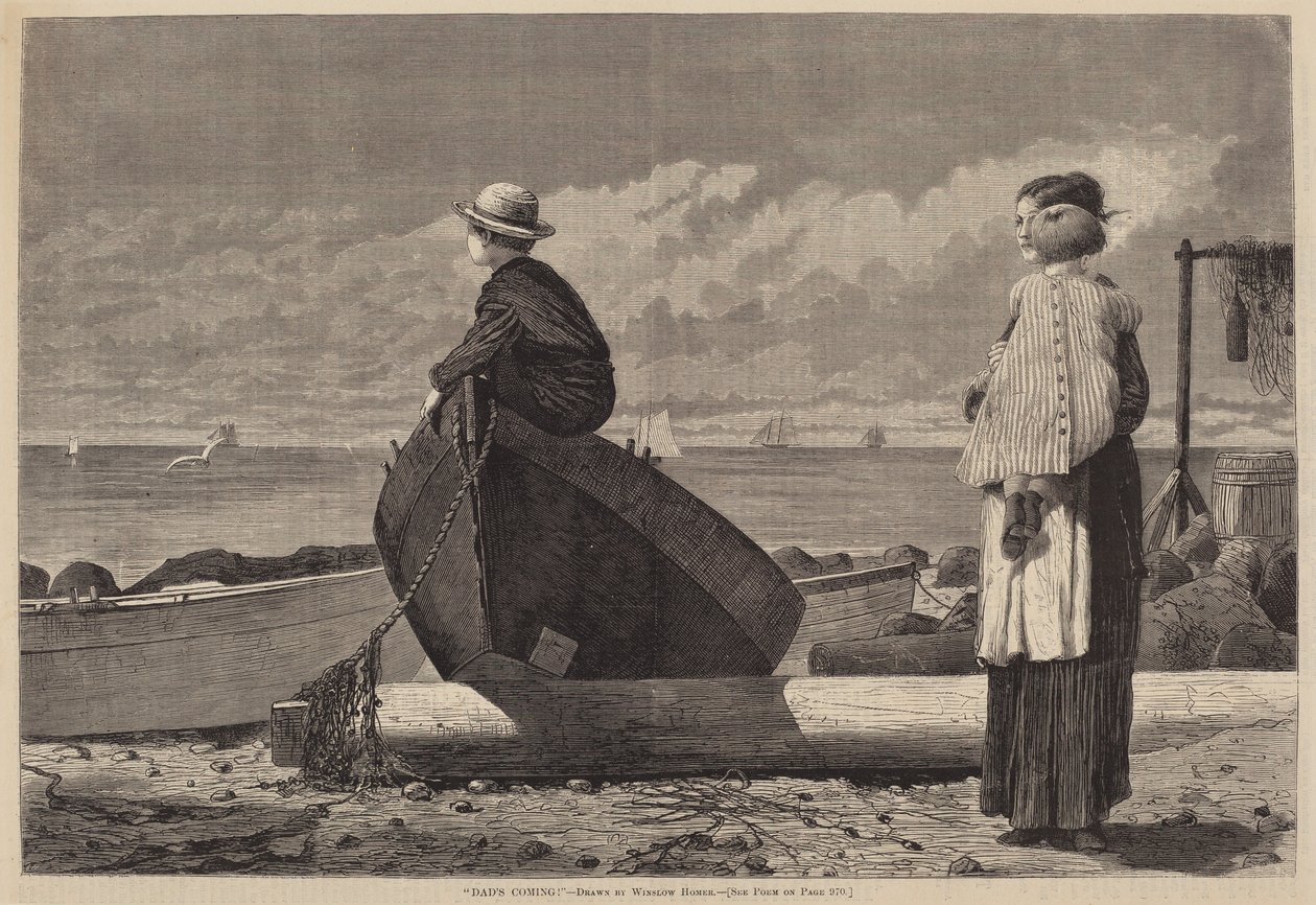 डैड्स कमिंग!, 1873 में प्रकाशित हुआ। द्वारा विंसलो होमर