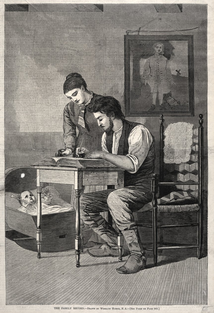 द फैमिली रिकॉर्ड, 1875। द्वारा विंसलो होमर