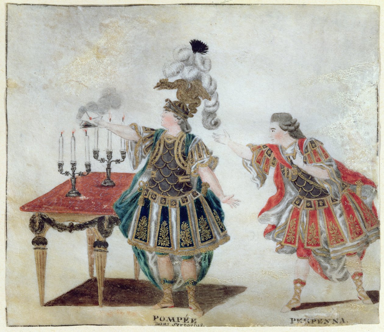 कॉम्पीले द्वारा त्रासदी सेर्टोरियस में पोम्पी और पर्पेन्ना, c.1780 द्वारा Wirscher